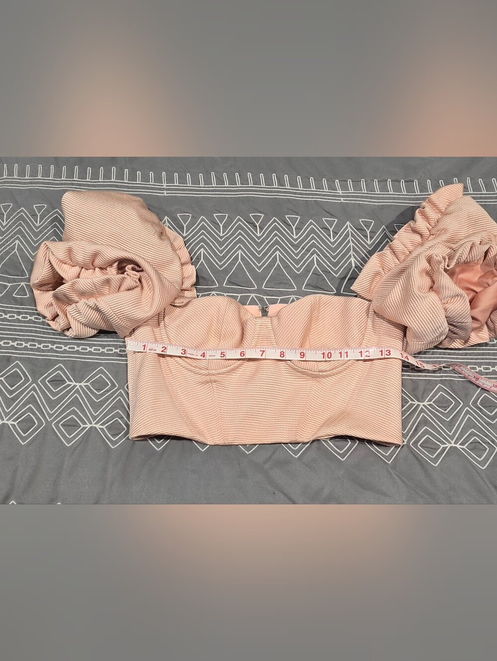 House Of CB Federica Blush Cropped Corseted Puff Sleeve Top Size Small - Picture 2 of 7